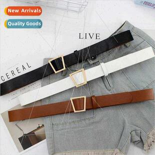 8067 Trapezoidal Buckle Head Belt Hole-less Belt Women Jeans