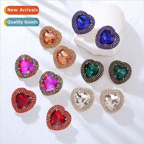Europe earrings alloy studs diamonds love heart-shaped earri