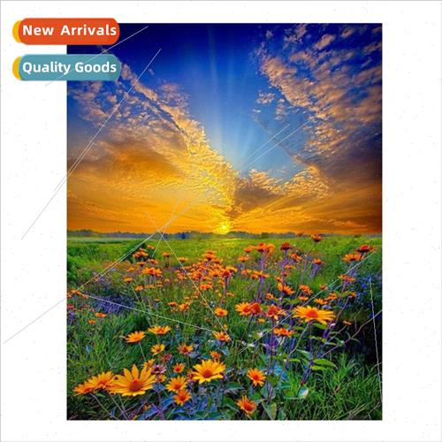 New simple handmade full embroidery sunset sunrise rustic da