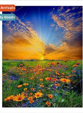 New simple handmade full embroidery sunset sunrise rustic da