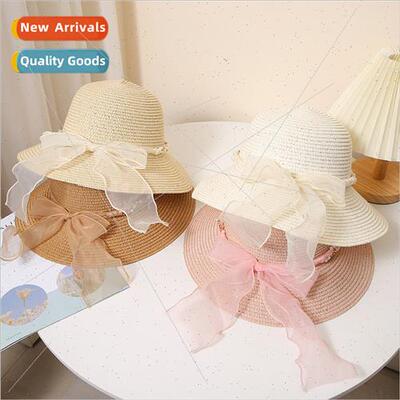 Summer bow flute sunshade straw hat pot hat straw hat paper