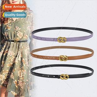 belt fashion eight Genuine thin narrow buckle leather