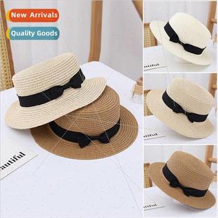 Women Summer Straw Flat Seaside Hat Vacation Top