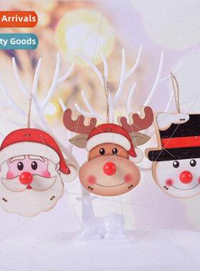 Christmas new wooden decorative pendant LED light-emting San