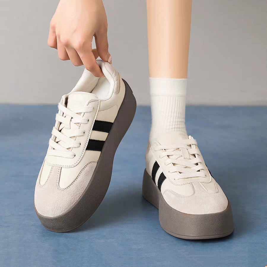 【皮面+橡胶底】【盈盈秋风】复古经典百搭平底休闲德训板鞋-鱼