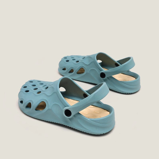 女士一脚蹬舒适 踩屎感透气包头外穿沙滩纯色百搭凉拖鞋 夏季 洞洞鞋