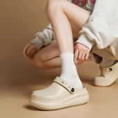 防滑软底勃肯鞋 厨师鞋 半拖鞋 防水厚底增高一脚蹬包头拖时尚 女 女款