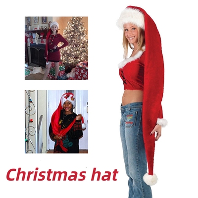 Adult Children Long Christmas Hat for Plush Santa Claus Cap