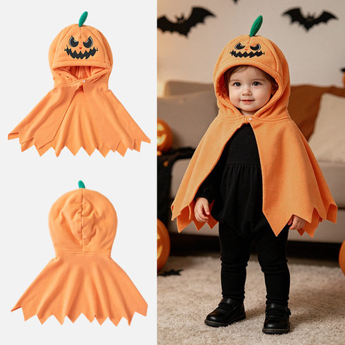 Toddler Pumpkin Hooded Cape Kids Halloween Costume  Cosplay