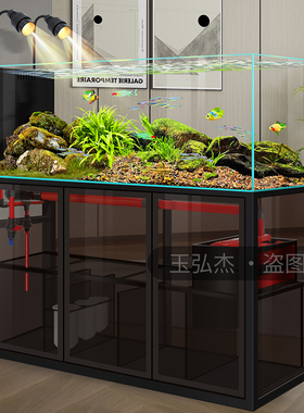 溪流缸客厅家用中大型侧揹包溢流底滤款超白玻璃金鱼缸生态免换水