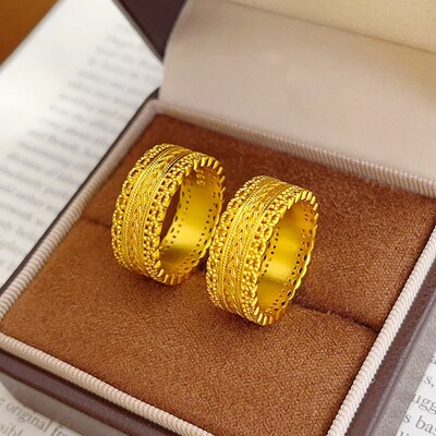 古法金色腰缠万贯戒指女