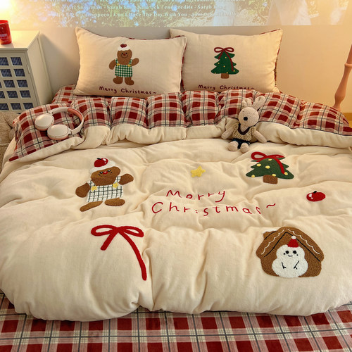 冬季保暖舒适牛奶绒四件套