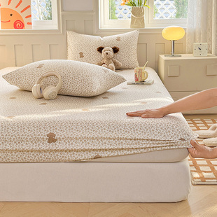 四季 通用可机洗床笠A类水洗棉双层纱床罩150x200x220cm床垫保护罩