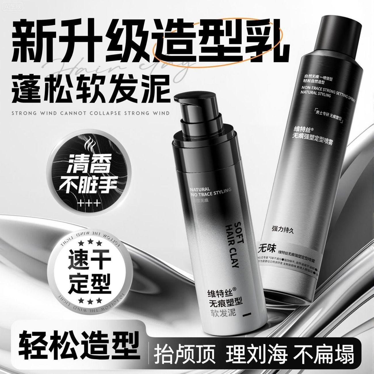 维特丝无味持久男士定型喷雾正品