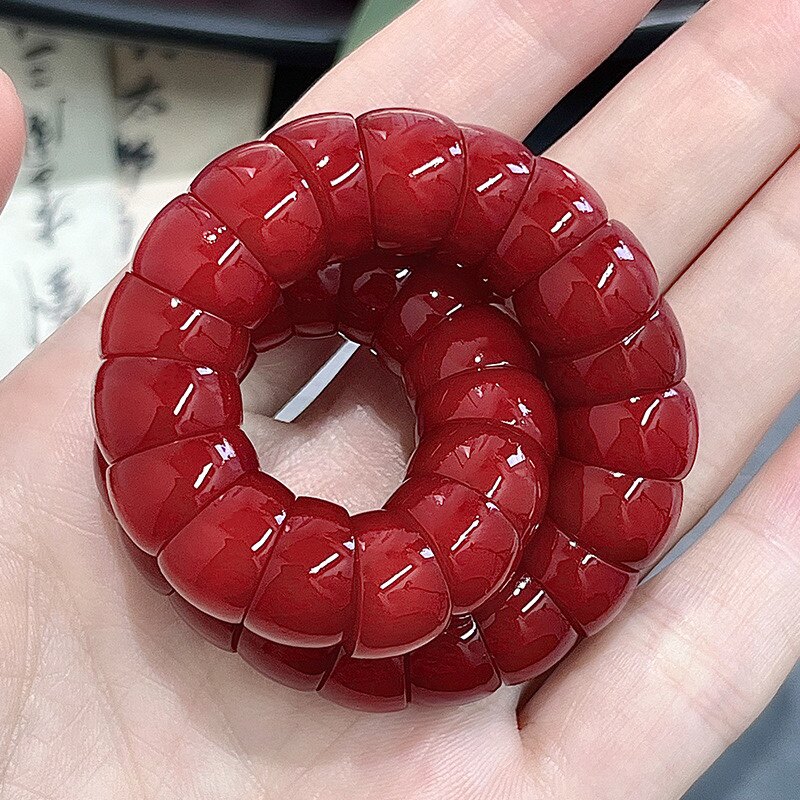 (玉化老料)朱砂供猪大肠菩提根手串男女绕指柔佛珠手链念珠文玩