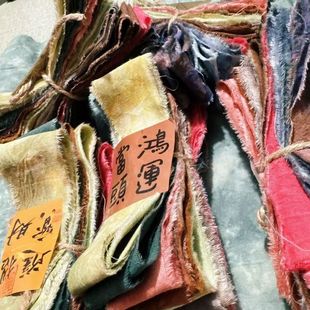 植物染手撕布条手机绳用古风民族风手工diy3厘米 4厘米5厘米宽