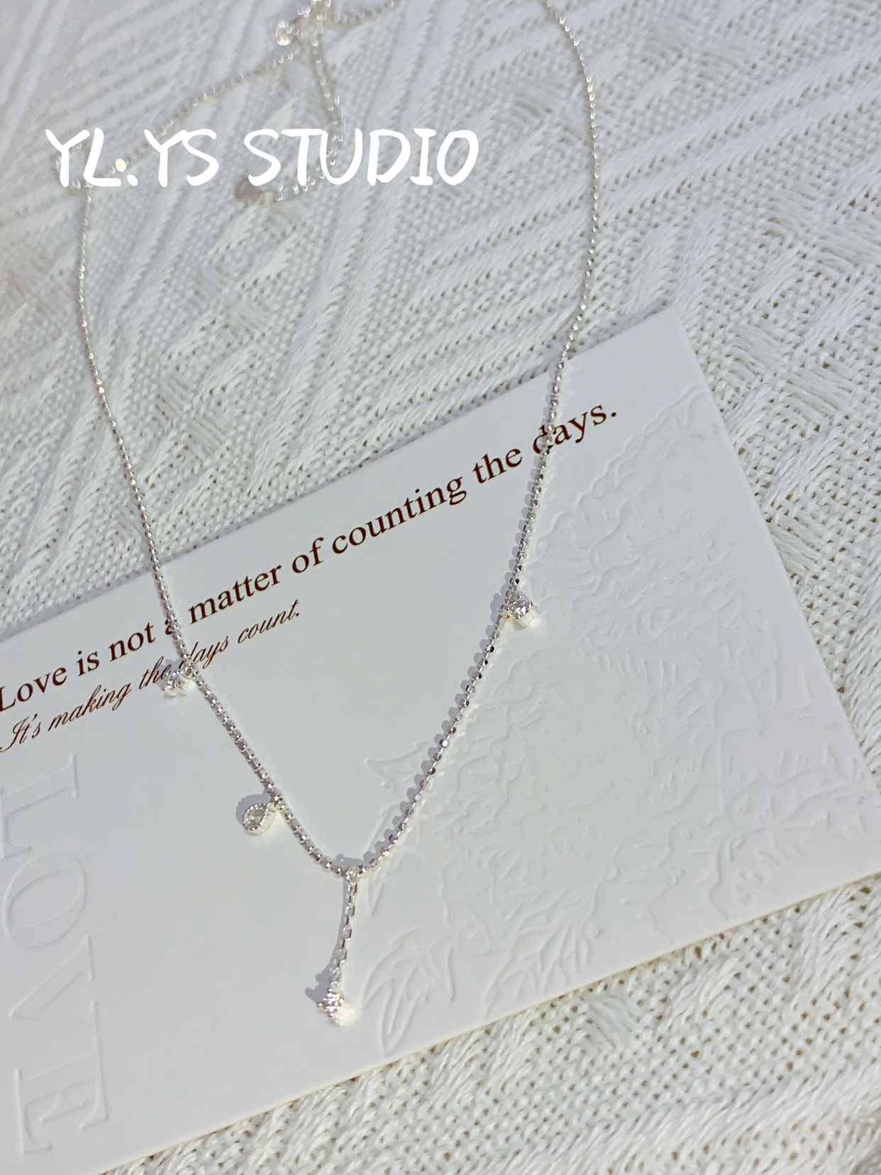 新品S925纯银叠戴锆石吊坠水滴形优雅时尚气质锁骨链超美仙气首饰