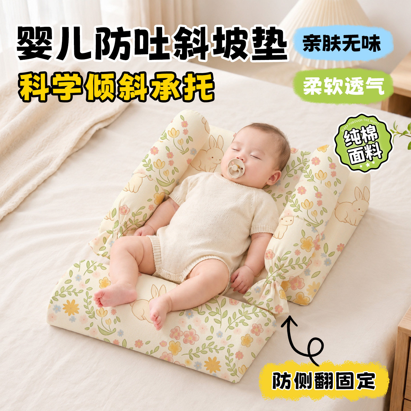婴儿防吐奶斜坡垫床中床二合一躺睡神器喂奶防呛奶防胀气趴趴枕
