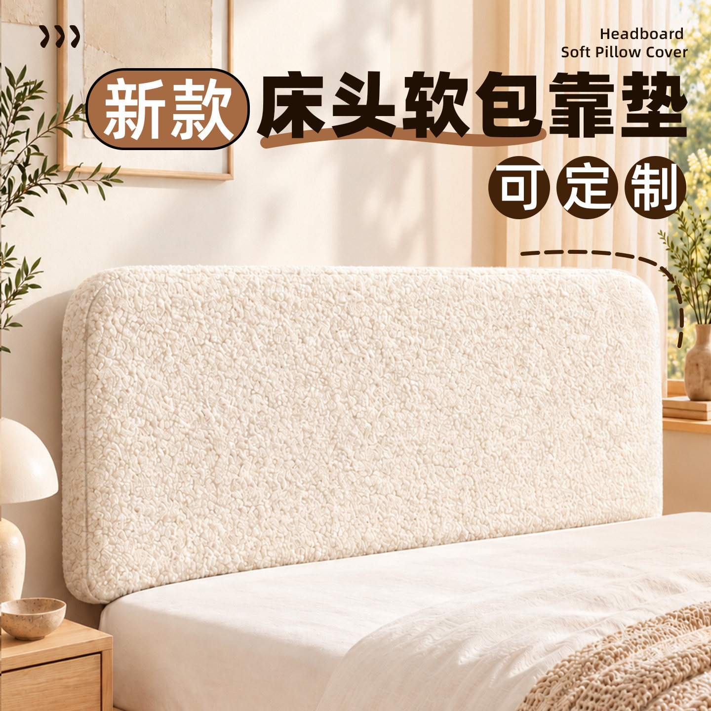 床头软包大靠背垫子靠垫专用床上靠包神器可拆洗后背海绵卧室套罩