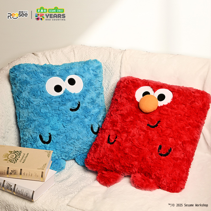 雷曦文化可爱大芝系列芝麻街刺绣毛绒抱枕甜品怪卡通玩偶礼物艾摩