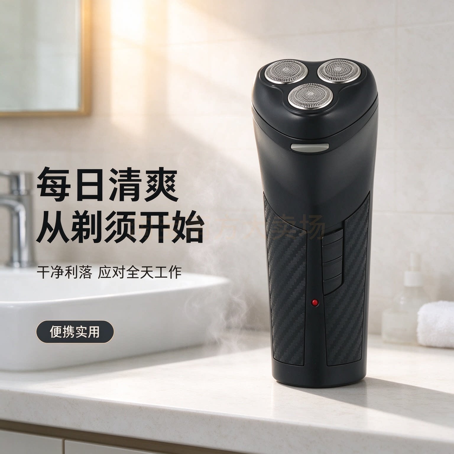 男士电动剃须刀三刀头浮动刮胡刀碳纤维防滑机身便携充电式家用