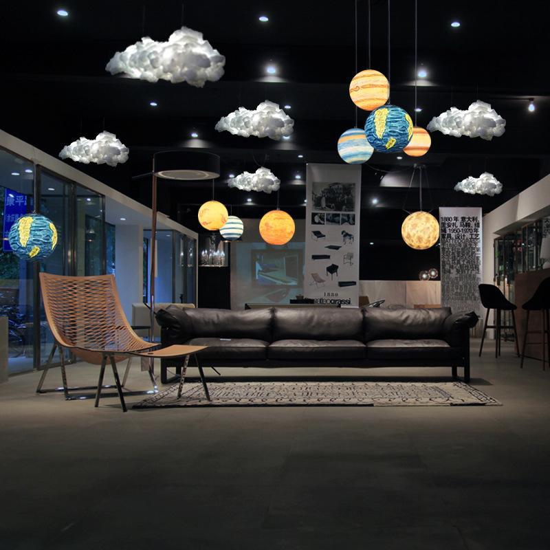星球灯月球吊灯星球云朵吊灯创意个性艺术餐厅咖啡厅吧台装饰灯具