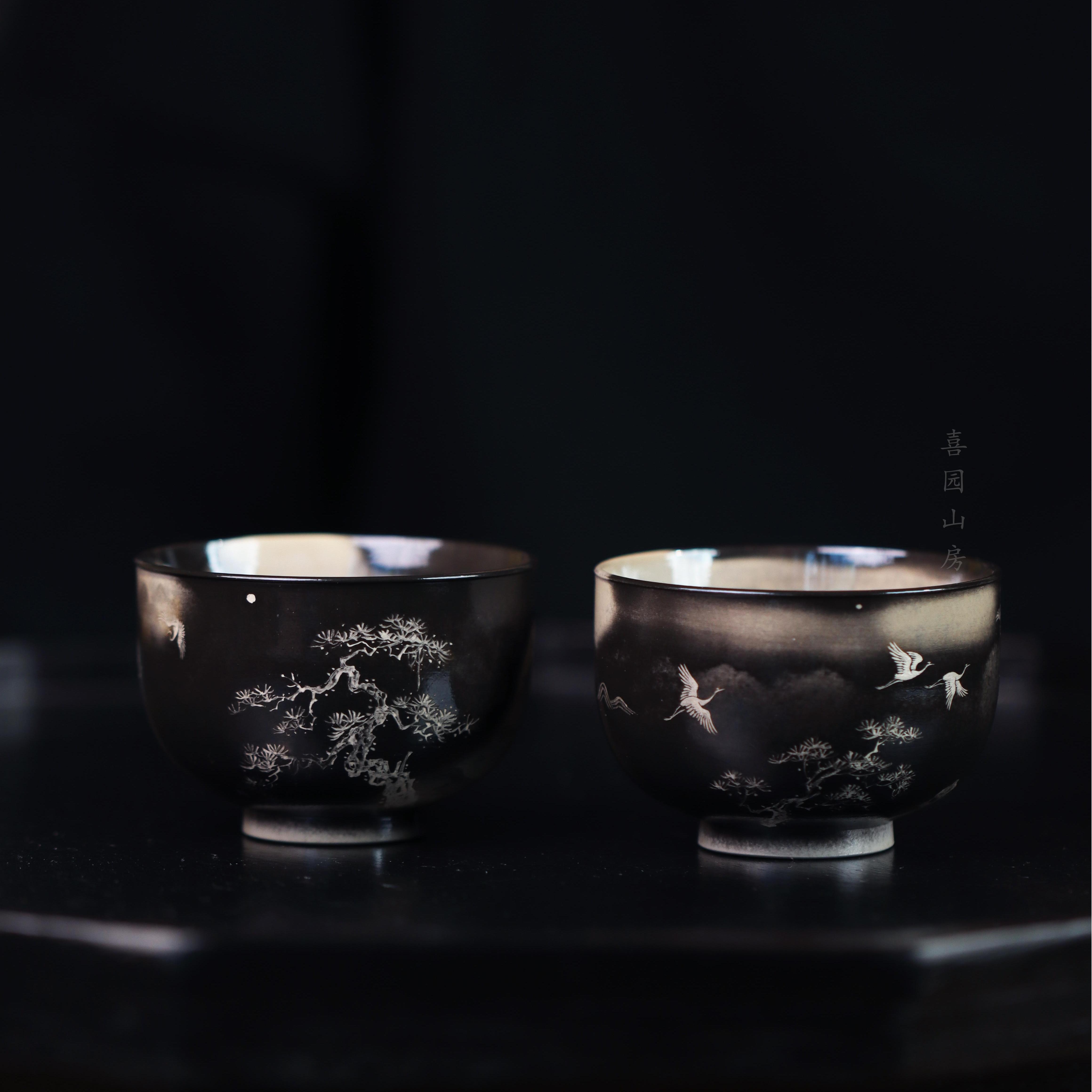 刘亚飞柴烧作品仙鹤主人杯