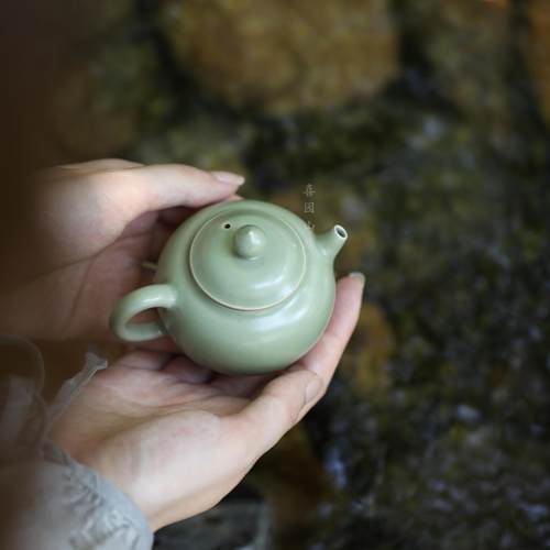 杨盛侃青瓷豆青龙珠小壶