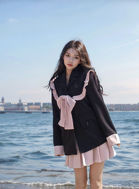 2025新款【粉红公主套装】春秋款女装法式复古上衣+半裙两件套装