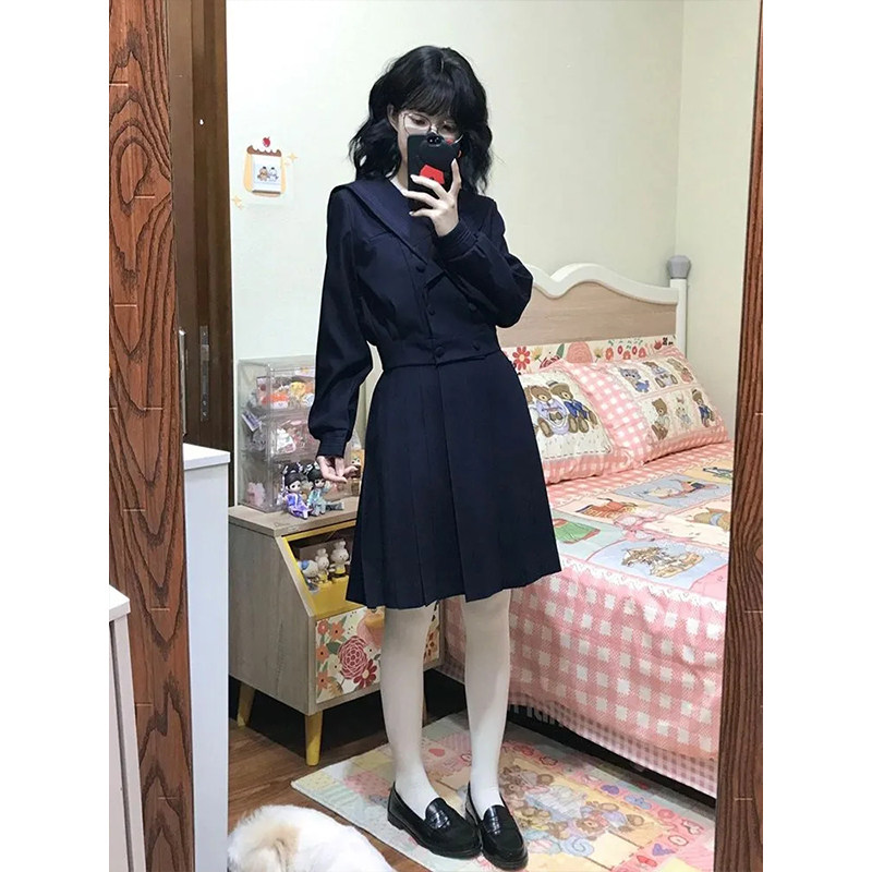 jk制服海军领长袖上衣半裙套装