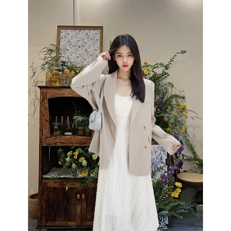 时尚休闲设计感西装外套吊带连衣裙套装通勤两件套女2025春季爆款