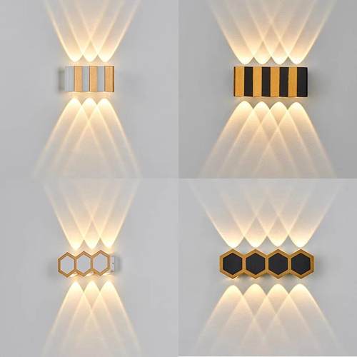 户外庭院外墙背景金色走廊楼梯壁灯酒店壁灯室外阳台简约上下发光