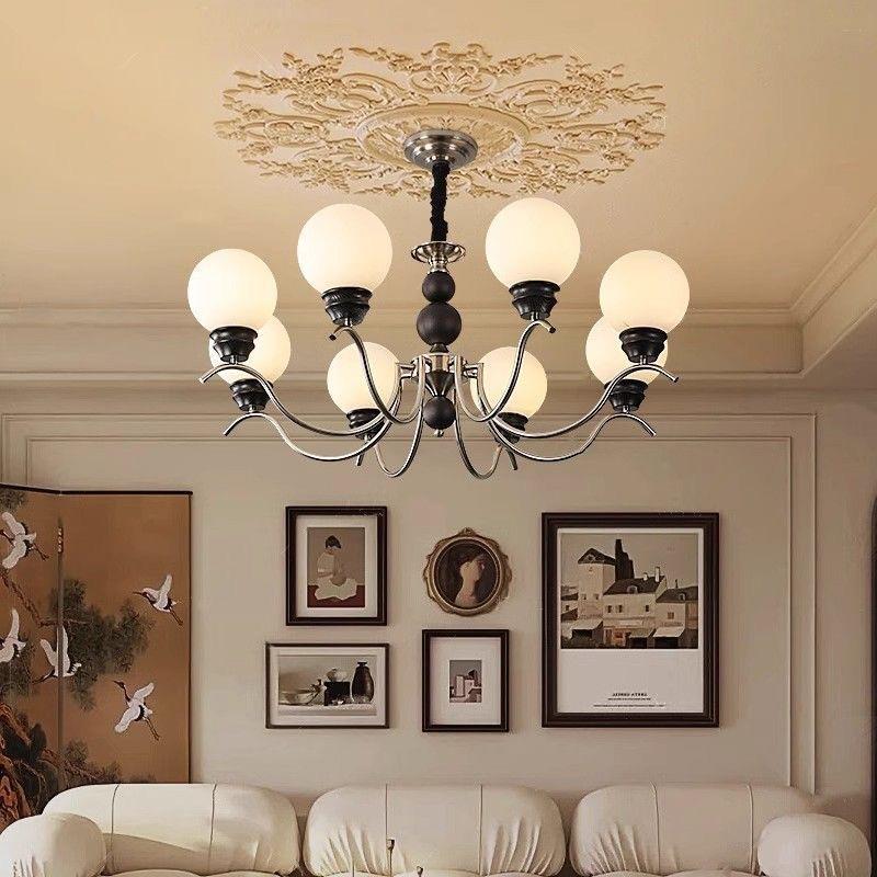 法式中古风大厅主灯现代简约高端魔豆复古风餐厅卧室灯具客厅吊灯