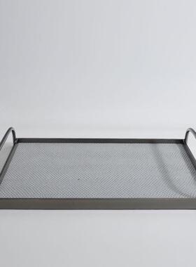 现代极简皮革托盘客厅茶几书桌收纳摆件酒店样板间售楼部软装摆设