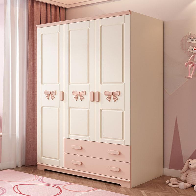 儿童衣柜女孩公主粉色现代简约两门三门对开门衣柜家用卧室柜子