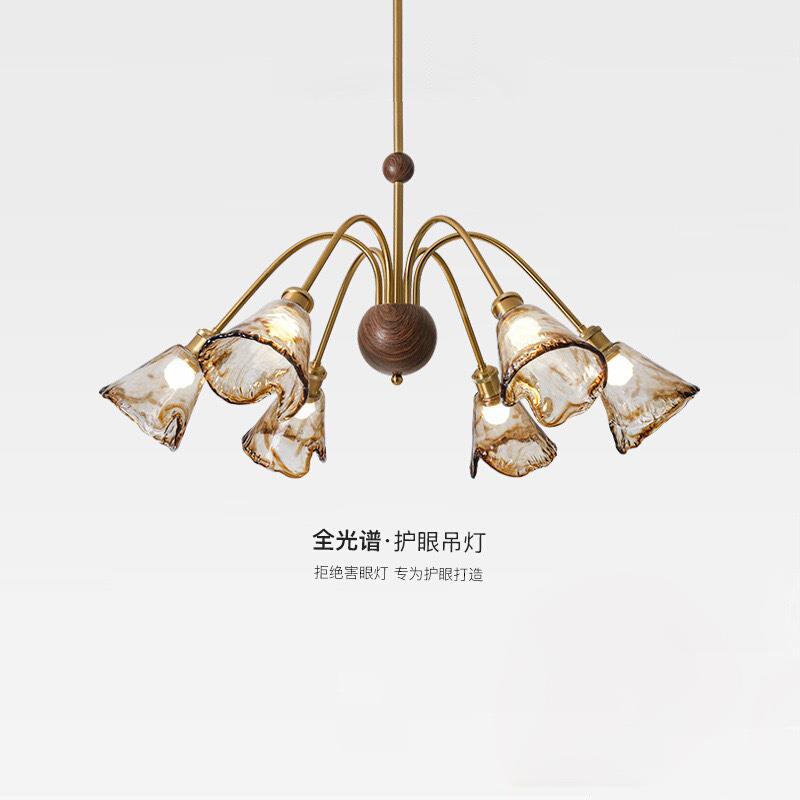 法式复古客厅餐厅吊灯设计师美式中古南洋风大厅灯多头玻璃主吊灯