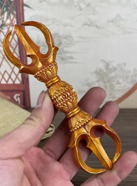 仿古合金鎏金唐密东密真言宗三股杵三股金刚杵左右汉传密宗三股杵