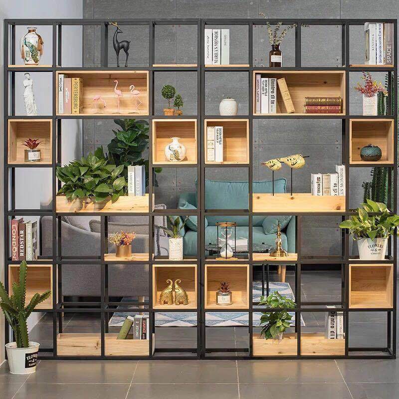 美式铁艺复古隔断置物架客厅书柜格子架简约实木盒子架屏风展示架,住宅家具,书架,淘宝优惠券,粉丝福利购,淘宝优惠卷