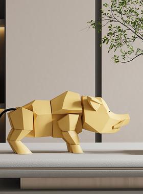 艺贝子现代简约抽象积木可爱小猪动物艺术装饰酒柜橱窗家居饰品