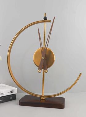 欧式轻奢高级感台钟时钟桌面摆件客厅玄关酒店电视柜软装家居饰品