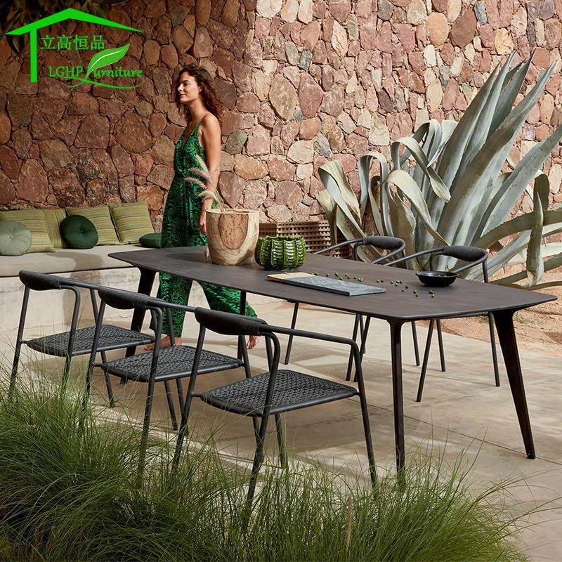 柚木户外桌椅藤编家具酒店室外阳台藤椅露天休闲庭院桌椅岩板餐桌,商业/办公家具,商用藤编家具,淘宝优惠券,粉丝福利购,淘宝优惠卷