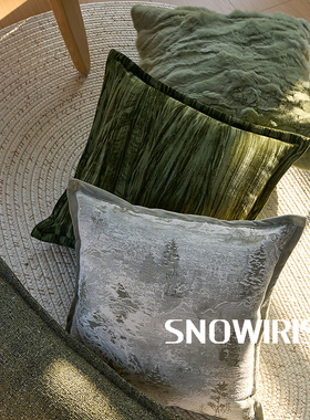 轻奢风复古绿沙发抱枕高级客厅轻奢靠枕獭兔毛软装样板间靠背枕套