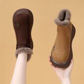 品牌真皮厚底勃肯雪地靴女款 保暖防滑大棉鞋 加绒短靴2025新款 冬季