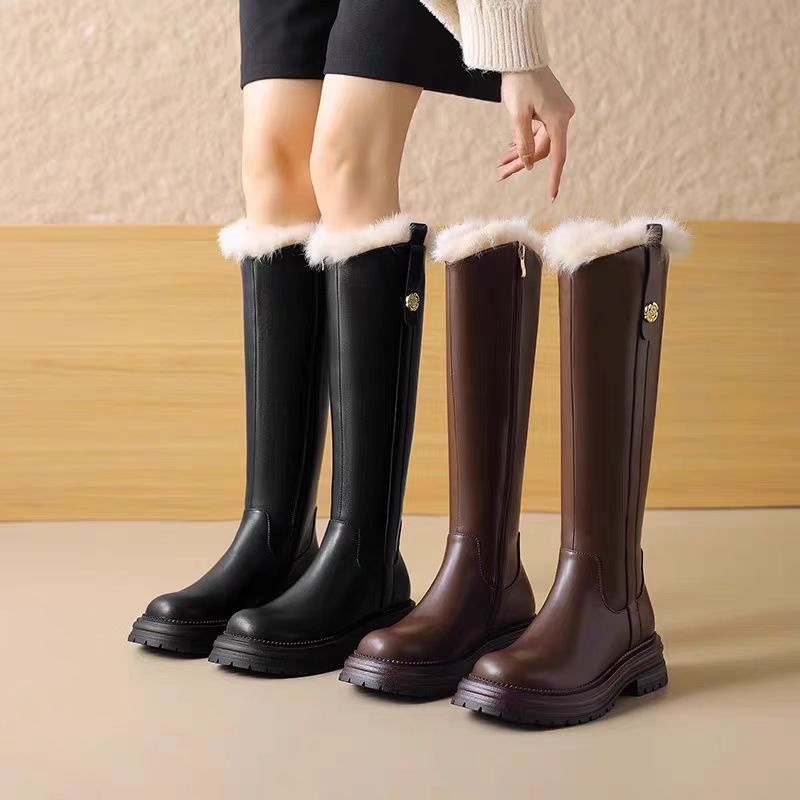 品牌鞋真皮雪地靴加绒加厚高筒靴