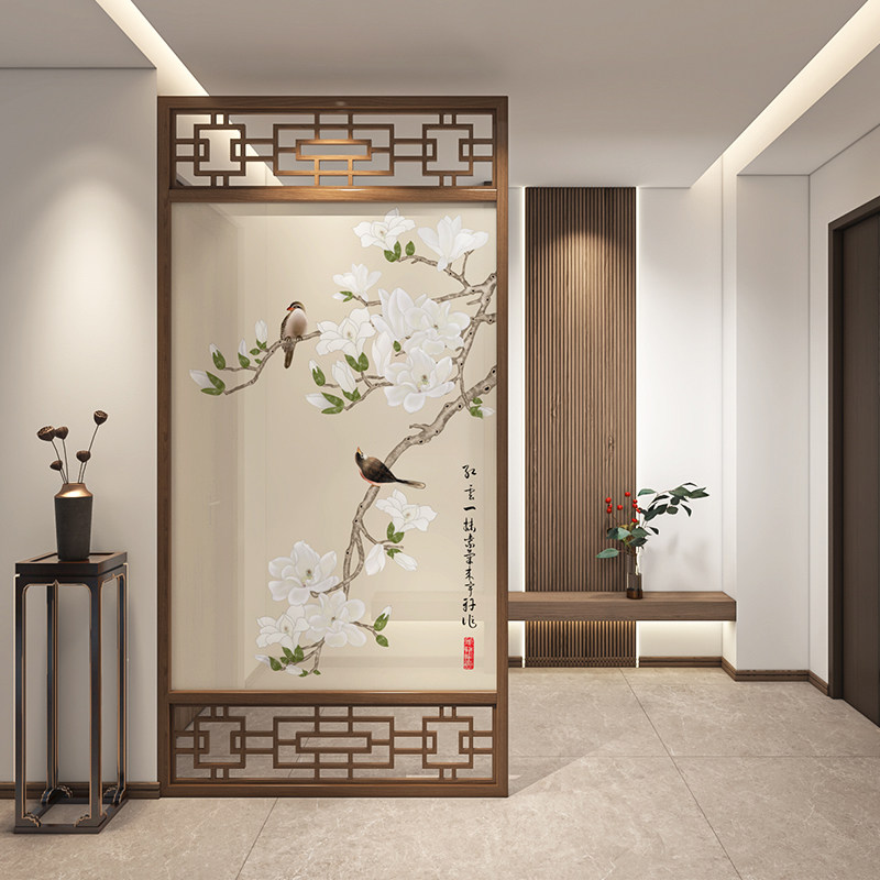 实木屏风隔断玄关进门客厅遮挡新中式家用入户酒店大厅镂空装饰