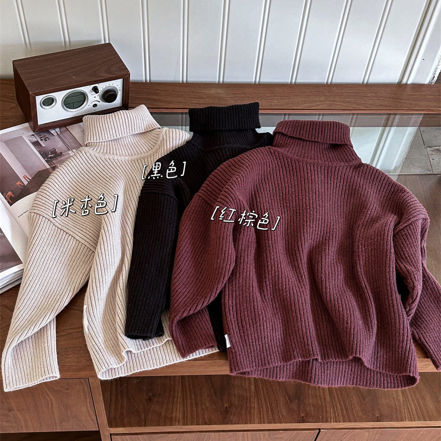 佳叶童品2024儿童冬季加厚内搭高领毛线衣男女宝宝洋气保暖打底