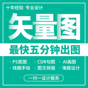 矢量图制作cdr做图绘图ai代出图商标海报ps排版图案图片转矢量图