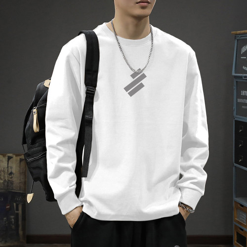 260克纯棉长袖t恤男宽松春秋季