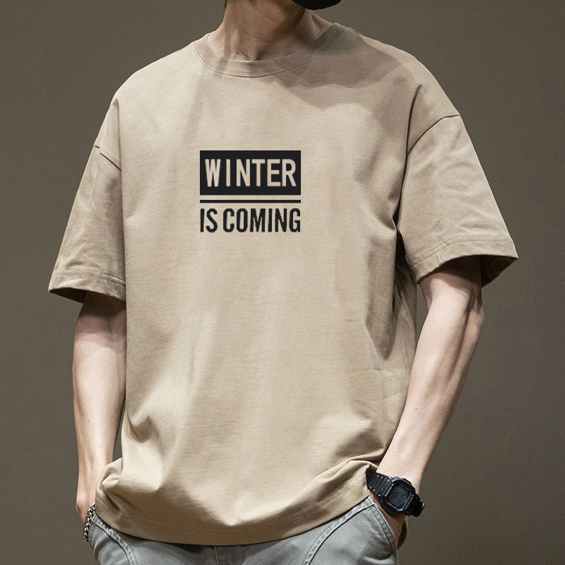 夏季新款短袖t恤男士棉质潮流字母大码宽松男生上衣半袖男款体恤