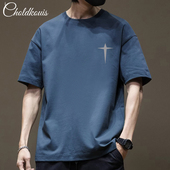 短袖 T恤男夏季 2025新款 港风潮牌高街美式 宽松半袖 ins重磅纯棉体恤